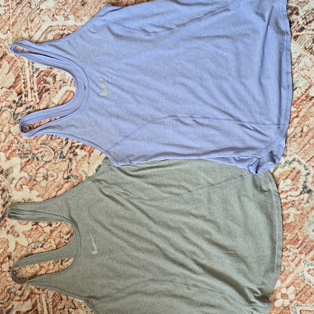 Nike Gray and Lavender Dri-fit Tank Tops XS